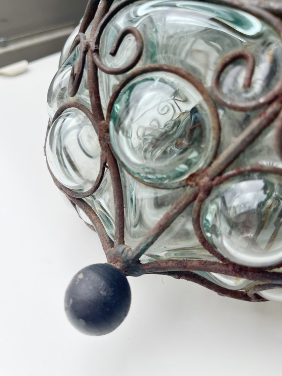 Image 1 of Vintage Murano wrought iron lantern | Glass blown into metal