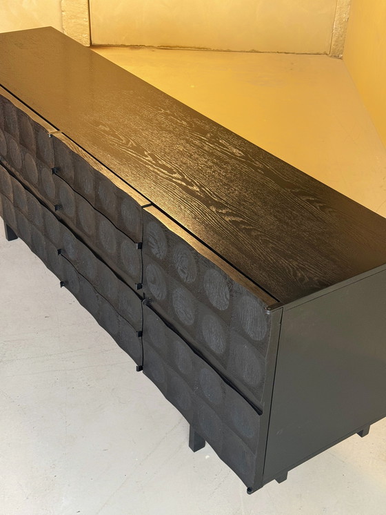 Image 1 of Brutalistisch dressoir in zwart gebeitst eiken van J. Batenburg voor MI België