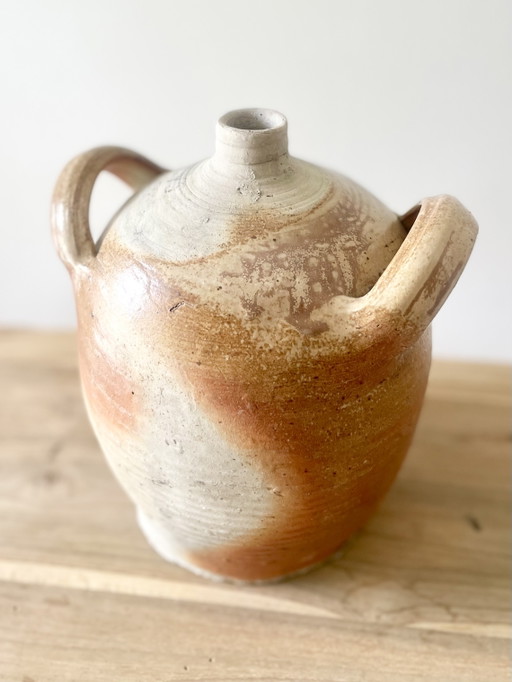 Antique French Stoneware Water Jug · Wabi-Sabi Decor · French Country · Rustic Pottery