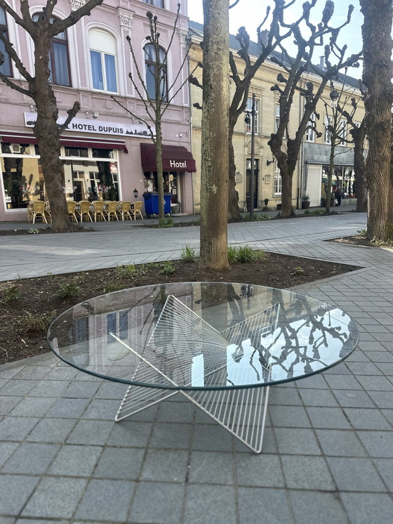 Image 1 of Vintage salontafel met draadframe onderstel