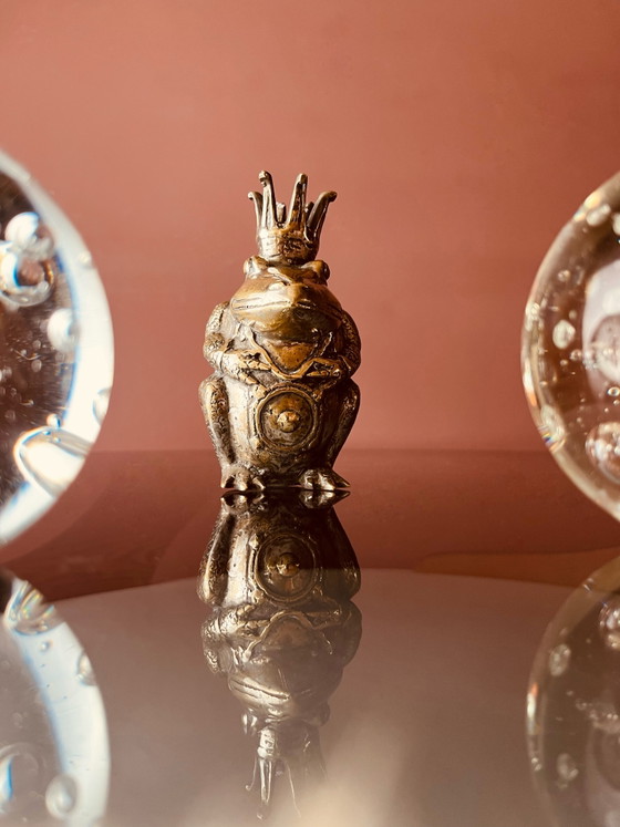Image 1 of Bronze Frog Prince candlestick