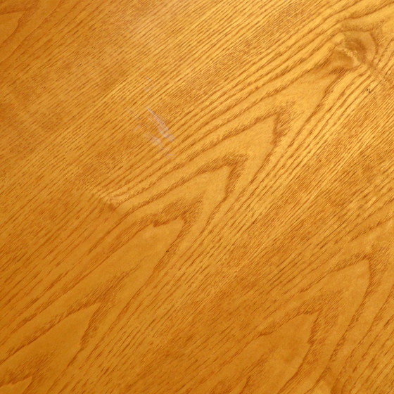 Image 1 of Octagonal dining table with wood and bamboo extension leaf 1980s