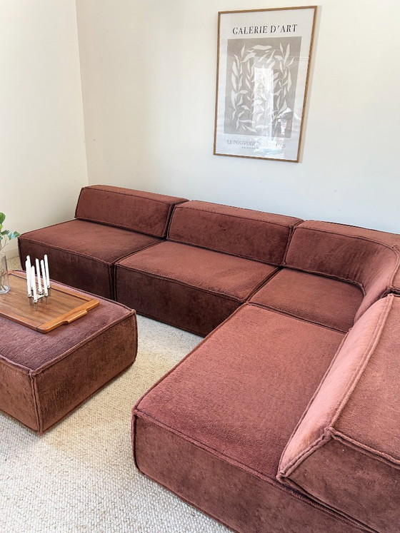 Image 1 of COR Trio modulaire bank in terracotta fluweel uit de jaren 70