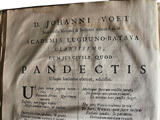 Image 1 of Historia, Derecho y Ciencia - Johannes Voet - Commentarius ad pandectas - 1734 - pergamino en blanco