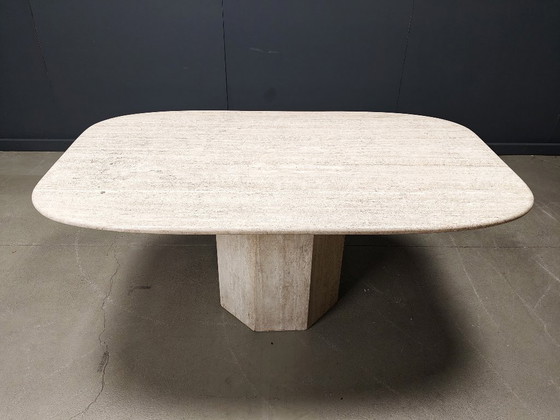 Image 1 of Table de salle à manger vintage en travertin, 1970