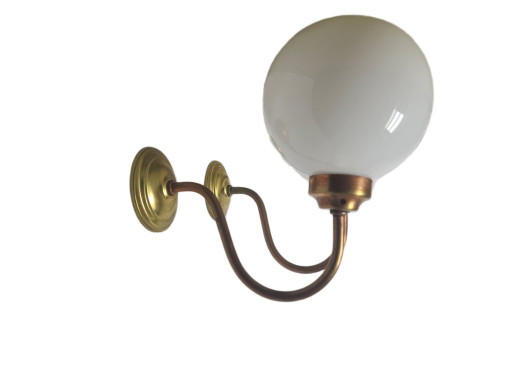 Appliques Art Déco, Pologne, années 1950, lot de 2 – wandlampen, Glass, Brass