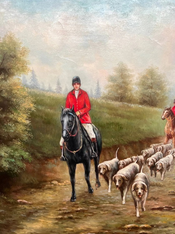 P. Delange “Vossenjacht”. – Schilderijen & Tekeningen, Canvas (photo 3 of 7)