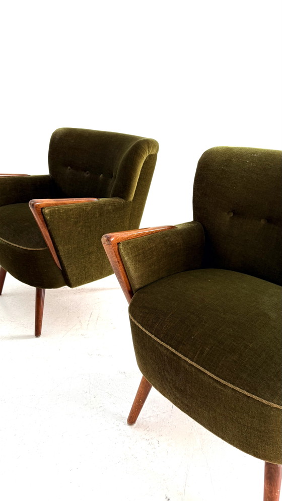 Ensemble de 2 fauteuils cocktail vintage années 60 – Wood, Textile (photo 6 of 12)
