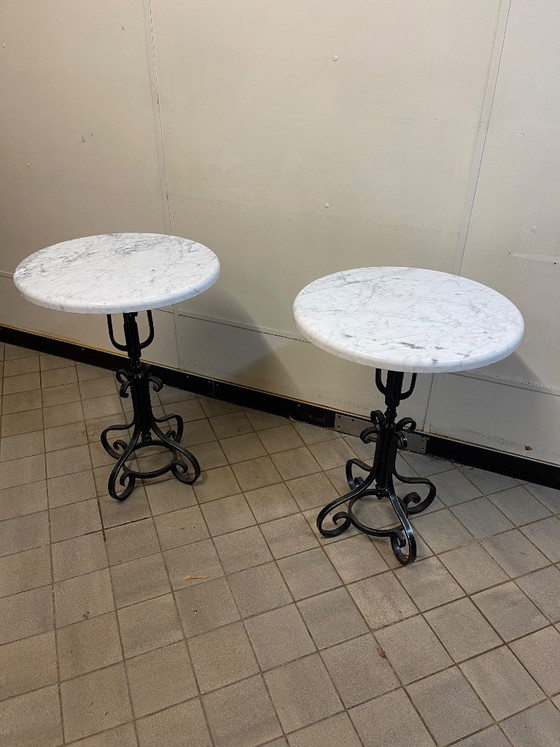 Vintage café tables with marble top – Side tables, Iron (photo 2 of 11)