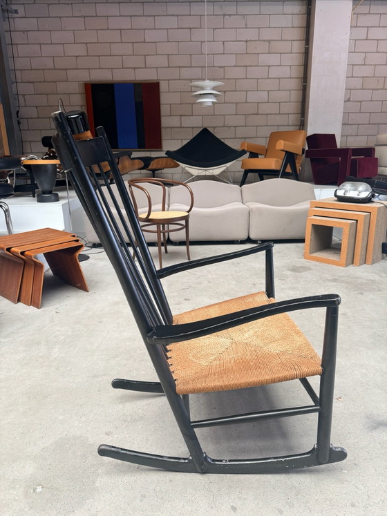 Fdb Möbler J16 Mecedora, Hans Wegner, Madera, Mimbre, Negro, Modern (foto 4 de 13)