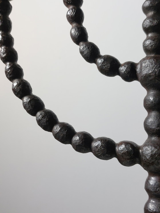 Image 1 of Candeliere menorah in metallo forgiato a cinque braccia