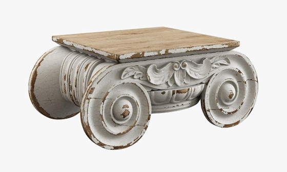 RH Distressed Ionic Capital Mesa de centro, Restoration Hardware, Mesas de centro, Madera, Blanco, Minimalisme (foto 7 de 15)