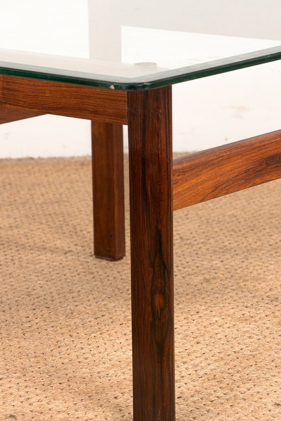 Image 1 of Danish Coffee Table in Rosewood and Glass by Arne Wahl Iversen 1960.