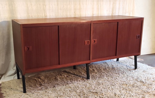 Aparador modernista de teca de René-Jean Caillette para Charron - Años 50/60