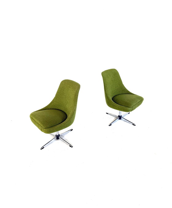 Set of 2 Vintage Cocktail Armchairs '60s – Chrome, Textile (photo 3 of 9)