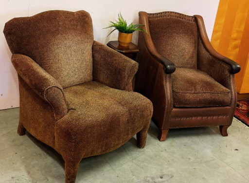 Set Of Two Sturdy Armchairs With 'Leopard' Print