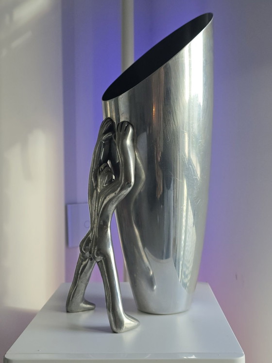Vaso Design Originale Carrol Boyes - Large Leaning Man (35 cm) - Alluminio, Vasi, Argentato (foto 10 di 11)