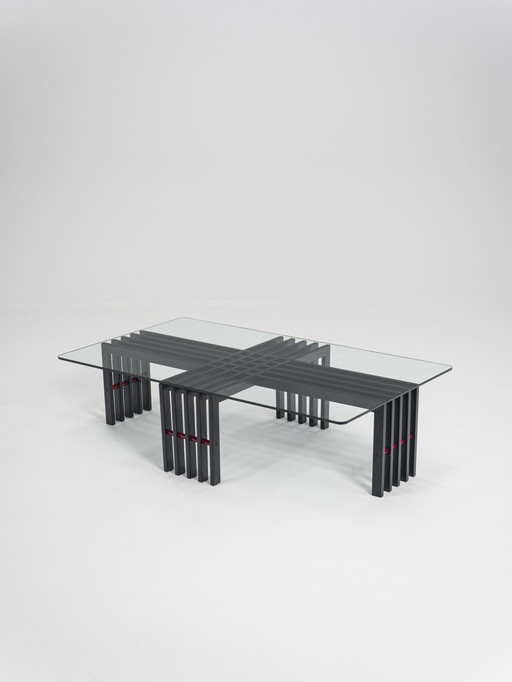 Table basse à cadre en bois, Italie, années 1970