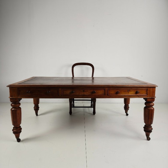 Image 1 of Escritorio inglés de dos caras para socios del siglo XIX – S. & H. Jewell