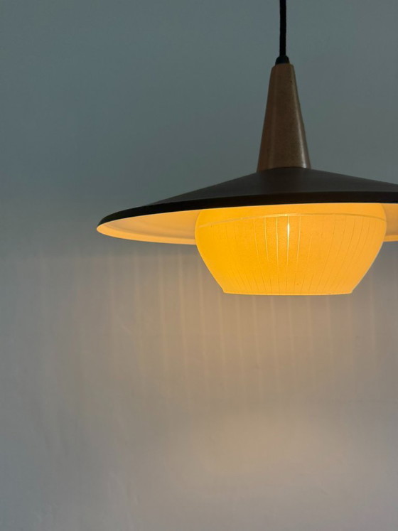 Vintage Danish copper glass pendant - 1960's style lamp, Danish design, Pendant lamps, Aluminium, Black (photo 3 of 9)