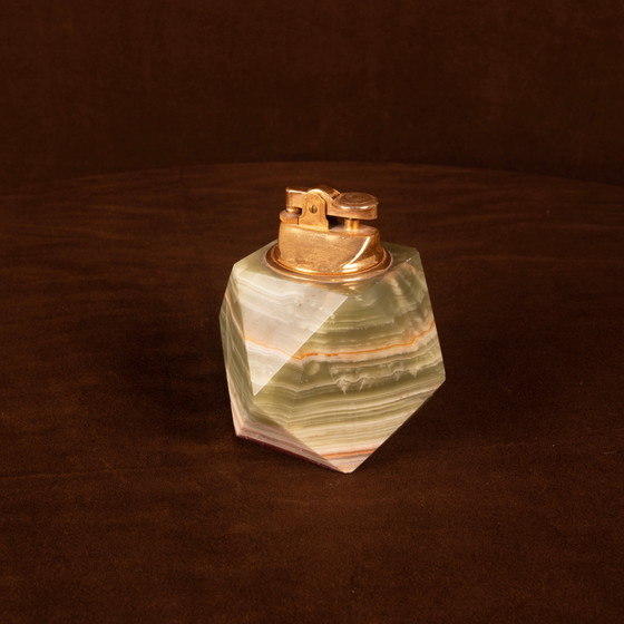 Accendino da tavolo italiano geometrico in onice verde e ottone, 1970 – Oggetti decorativi, Brass (photo 9 of 14)