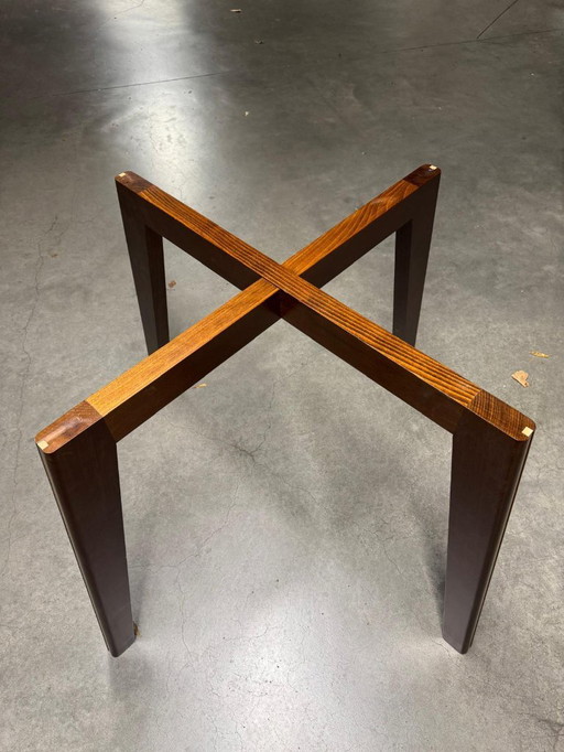 Ronde Terrazzo/Marmeren Tafel – 110 cm – Nieuw in verpakking – Walnoot houten kruisvoet