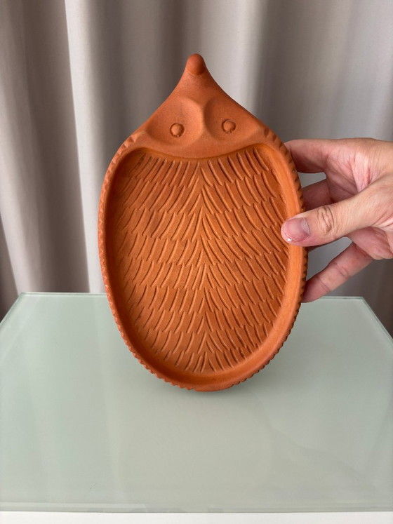 Piatto vintage in terracotta a forma di riccio per crescione, prodotto dalla B.A.F. Germania Ovest | Anni '70 (photo 6 of 10)