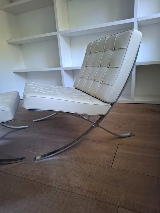 Barcelona Chair with ottoman, Steelform reproduction, Cream-colored, Armchairs, Leather, Creme (photo 4 of 8)