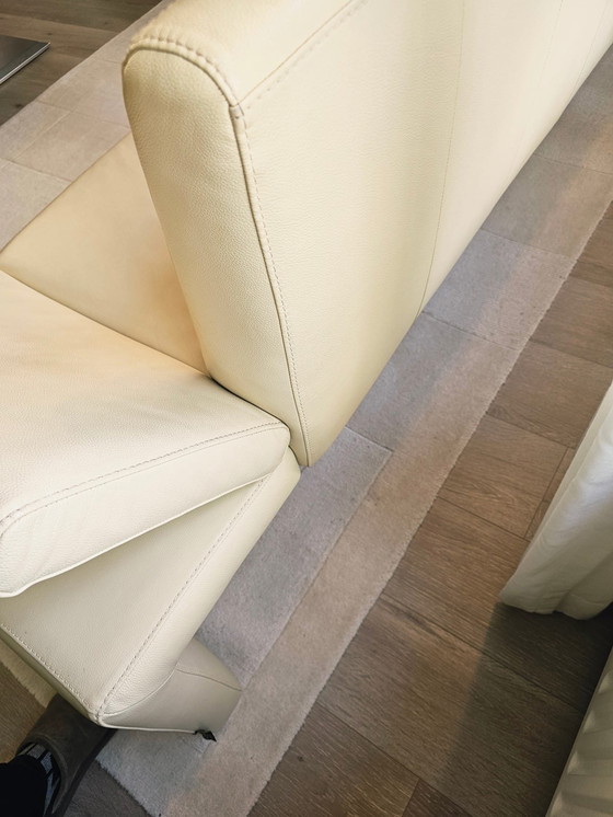 Image 1 of Leren eethoekbank 298 x 198 cm crèmekleurig