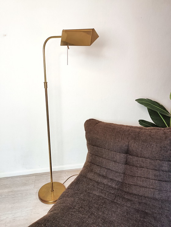 Image 1 of Vintage messing leeslamp vloerlamp goudkleurig 