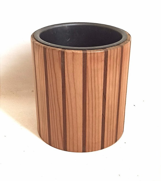 Image 1 of Scandinavische houten ijsemmer of flessenkoeler Hoogte 22,5 cm