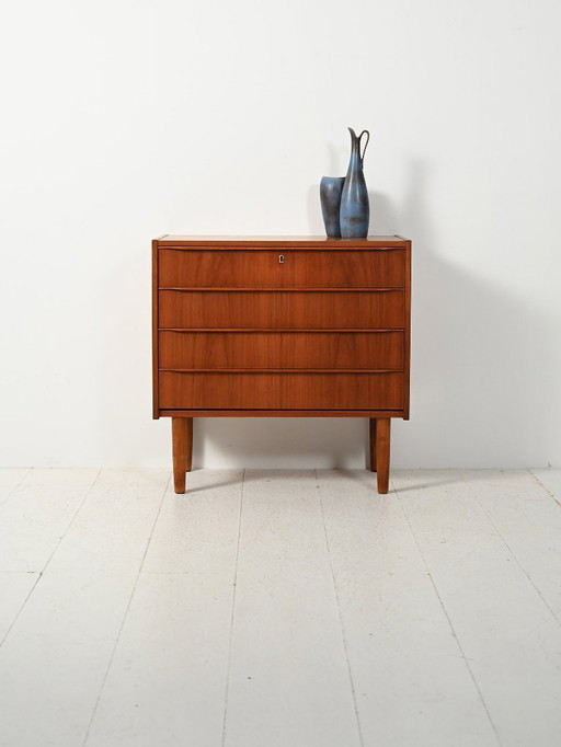 Cassettiera scandinava in teak, anni '60