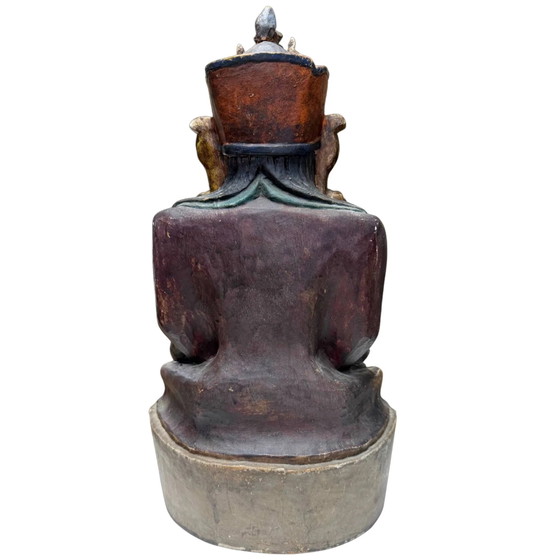 Rara Karma Pakshi (2º Karmapa) del siglo XVII – Escultura de madera policromada calidad museo – 44 cm – (photo 6 of 10)