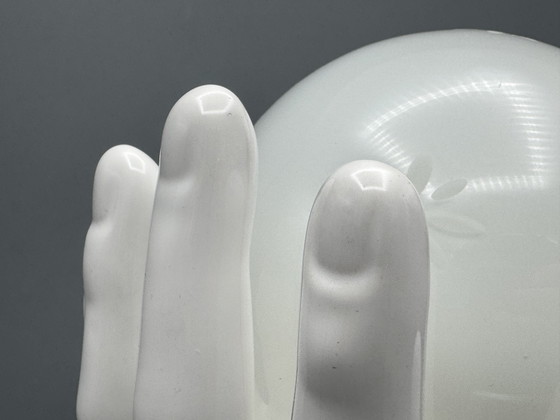 Image 1 of 80s Design Table Lamp With Hands And Glass Sphere