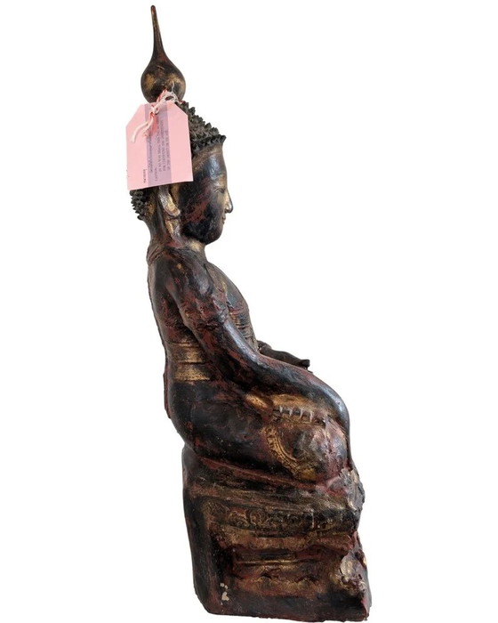 Pair of Antique Burmese Papier-Mâché Buddha Statues – Konbaung – c. 1750–1825 – Sculpture (photo 3 of 10)