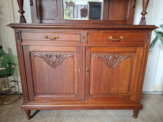 Image 1 of Antieke buffetkast, servieskast, wandmeubel afm. 130x47cm en 213cm hoog
