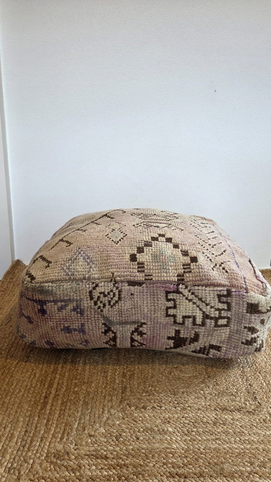 Image 1 of Moroccan pouf, vintage purple seat cushion