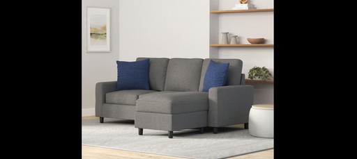 Canapé sectionnel tapissé 3 places Design en L Banc ottoman réversible