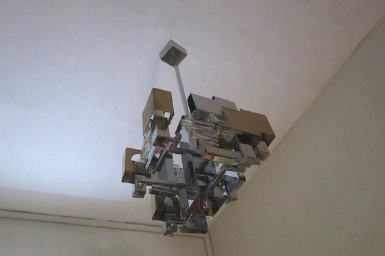 Image 1 of Italian Modern Cubist Chandelier Sciolari, 1960s