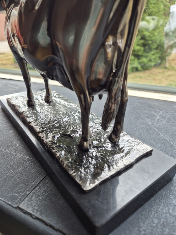 Verzilverd Koeienbeeld – Decoratieve objecten, Metal, Marble (photo 8 of 9)