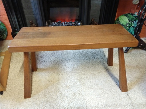 Mesa auxiliar brutalista Wabi Sabi de roble macizo