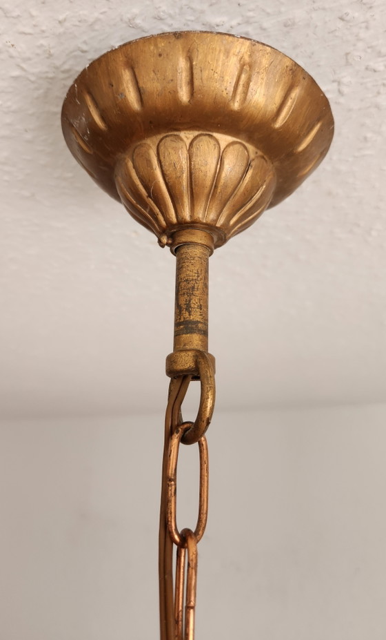Lampadario forgiato a mano, dorato con foglia d'oro, stile Hollywood Regency, Italia. – Hans Kögl, Iron (photo 15 of 15)
