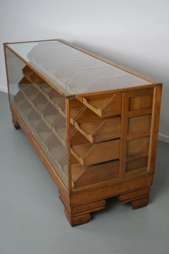 Image 1 of Meuble de mercerie/comptoir de magasin ancien en chêne britannique, années 1920/30