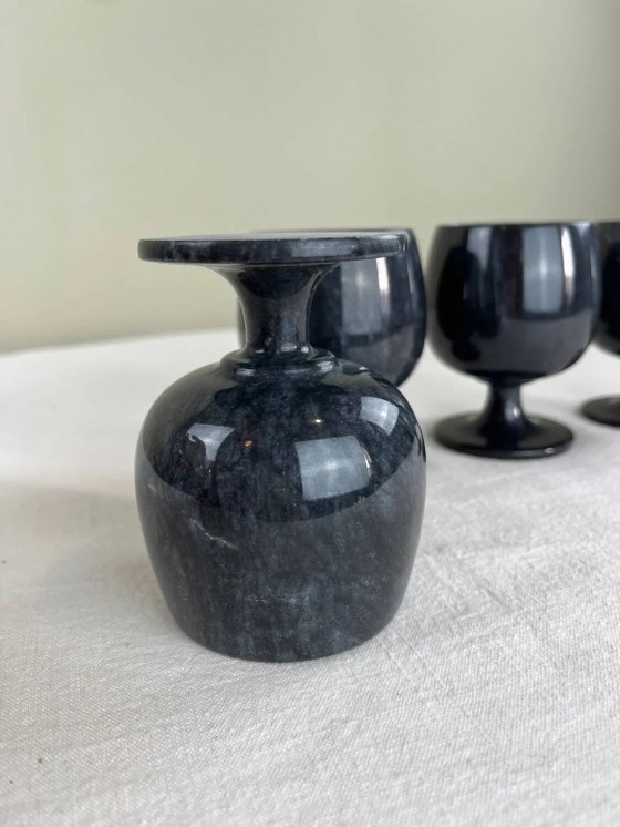 Zwarte marmeren vazen – Glazen & Karaffen, Marble, Vintage (photo 7 of 8)
