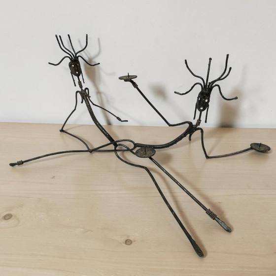 Image 1 of Brutalistische Tribale Vrouwen Metalen Kandelaarset