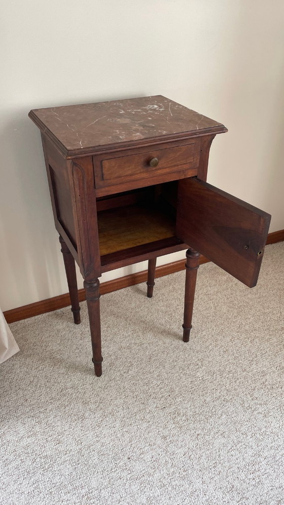 Image 1 of TABLE de Chevet Ancienne MARBRE et Bois