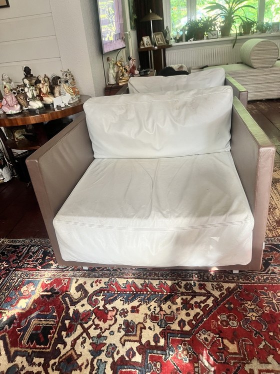 Image 1 of Fauteuil Felicerossi en cuir robuste marron/blanc