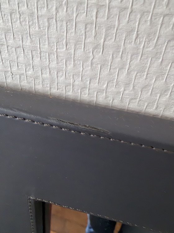 Image 1 of Large grey leather mirror