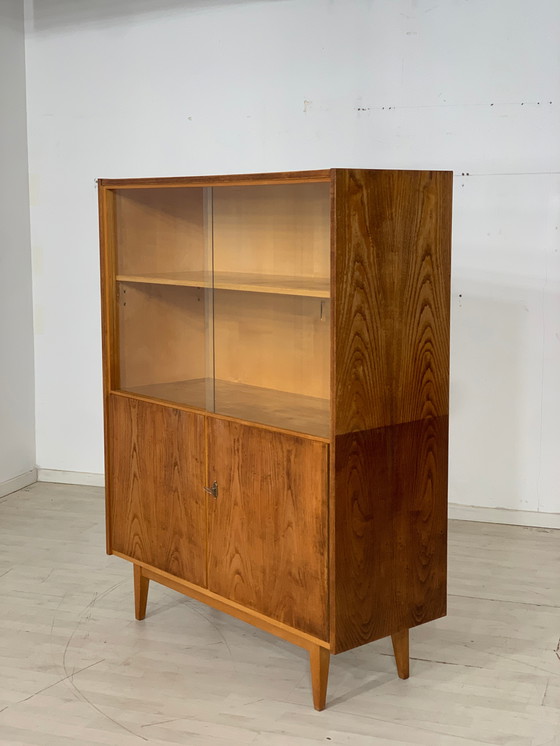 Image 1 of Mid Century hellerau vitrine highboard kast vintage