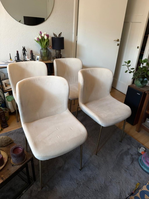 4 sedie da pranzo Westwing Tess - velluto beige e oro